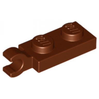 reddish brown plate modified 1 x 2 with clip on end horizontal grip