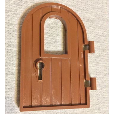 reddish brown door 1 x 4 x 6 round top with window and keyhole reinforced edge
