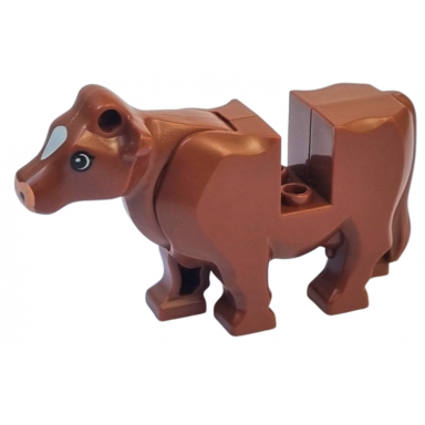 reddish brown cow body with light nougat muzzle and white spot on head pattern