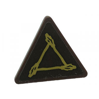 reddish brown road sign 2 x 2 triangle with open o clip with triangle symbol and brooms pattern sticker - set 76388