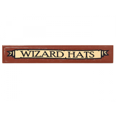 reddish brown tile 1 x 6 with wizard hats sign pattern sticker - set 10217