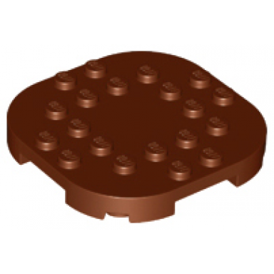 reddish brown plate modified 6 x 6 with rounded corners and 4 feet