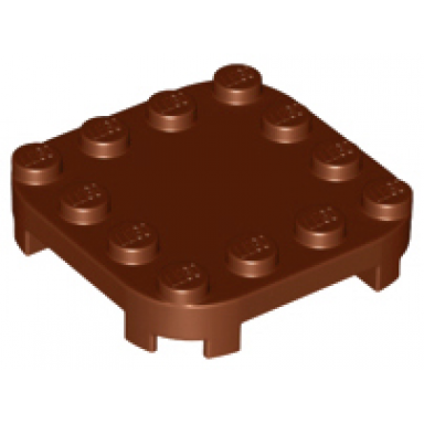 reddish brown plate modified 4 x 4 with rounded corners and 4 feet