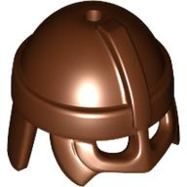reddish brown minifigure headgear helmet with cheek guard and neck protector