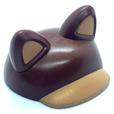 reddish brown large figure headgear super mario cap with ears with nougat bill and auricles pattern tanooki mario