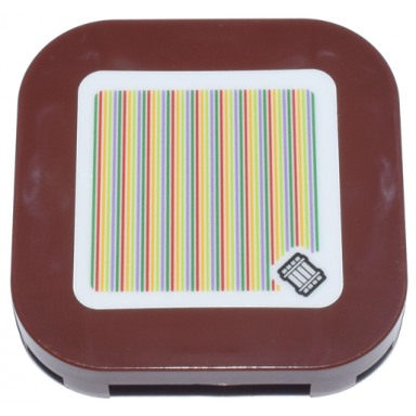 reddish brown tile modified 4 x 4 with rounded corners and 4 feet with super mario scanner code raft pattern sticker - set 71434