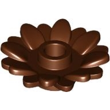 reddish brown plant flower 2 x 2 round with 16 petals sunflower with open stud