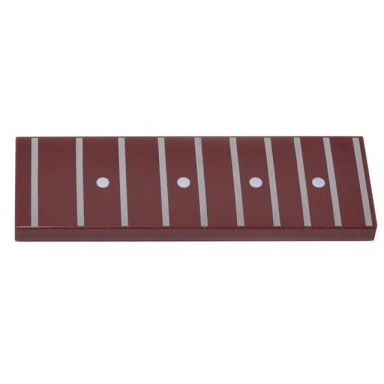 reddish brown tile 2 x 6 with guitar fretboard frets 14-22 with fret marker inlays 10 silver lines and 4 white dots pattern