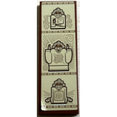reddish brown tile 2 x 6 with banner of brunos vision prophecy with lines and swirls on tan background pattern sticker - set 43202