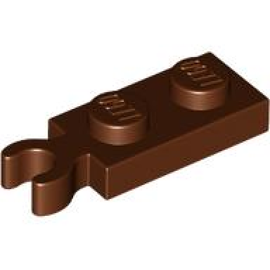 reddish brown plate modified 1 x 2 with clip on end vertical grip