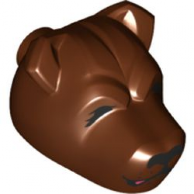 reddish brown dog head with black nose closed eyes closed mouth with drool pattern hp fluffy left head