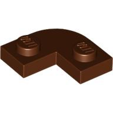 reddish brown plate round corner 2 x 2 with 1 x 1 cutout