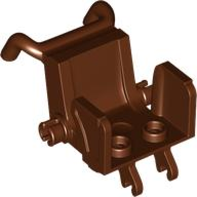reddish brown minifigure utensil wheelchair seat with open sides and high arm rests