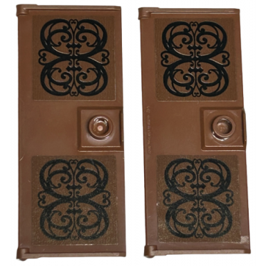reddish brown door 1 x 3 x 6 with stud handle with black ornate scrollwork pattern on both sides stickers - set 76413