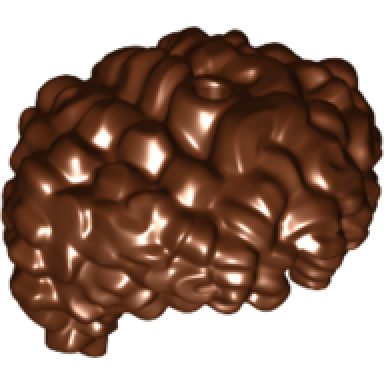 reddish brown minifigure hair bushy with small center part