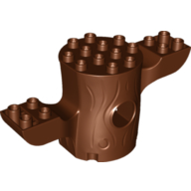reddish brown duplo plant tree trunk 4 x 10 x 4 with open back and 2 large branches