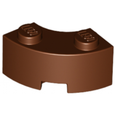 reddish brown brick round corner 2 x 2 macaroni with stud notch and reinforced underside