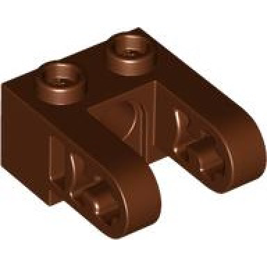 reddish brown technic brick 1 x 2 with hole and dual liftarm extensions