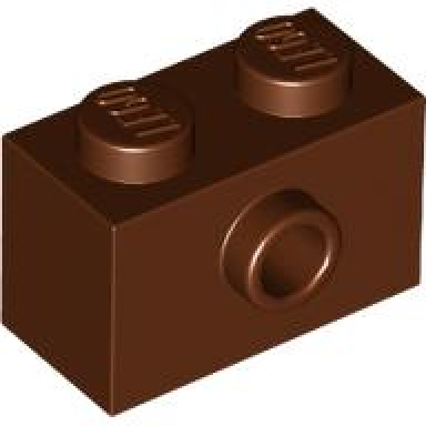 reddish brown brick modified 1 x 2 with stud on side