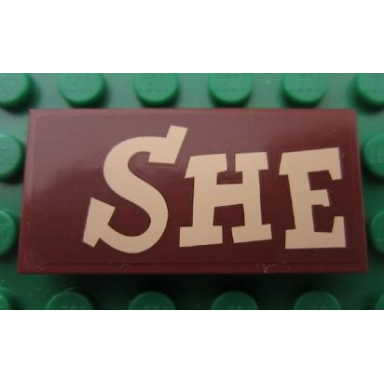 reddish brown tile 2 x 4 with she pattern sticker - set 7594