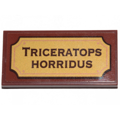 reddish brown tile 2 x 4 with triceratops horridus pattern sticker - set 21320