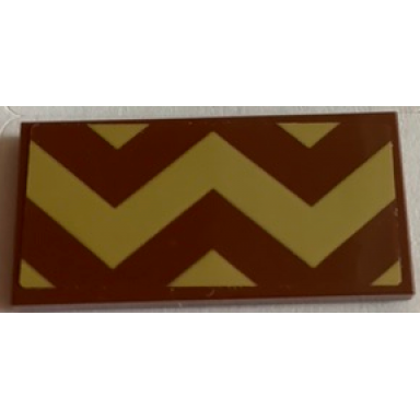 reddish brown tile 2 x 4 with gold zigzag stripes with small corner triangles pattern sticker - set 41068