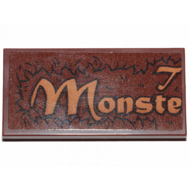reddish brown tile 2 x 4 with t monste and fur pattern sticker - set 30628