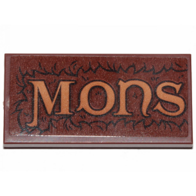 reddish brown tile 2 x 4 with mons and fur pattern sticker - set 30628