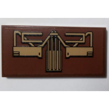 reddish brown tile 2 x 4 with gold mechanical pattern sticker - set 75059