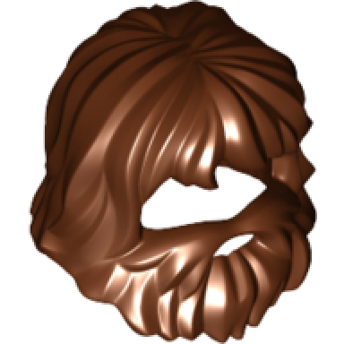reddish brown minifigure hair shaggy with beard and mouth hole