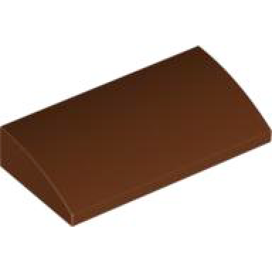 reddish brown slope curved 2 x 4 x 2 3 with bottom tubes