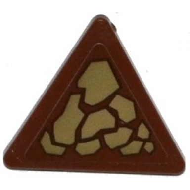 reddish brown road sign 2 x 2 triangle with clip with dark tan scales pattern model left side sticker - set 70599
