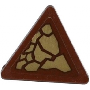 reddish brown road sign 2 x 2 triangle with clip with dark tan scales pattern model right side sticker - set 70599