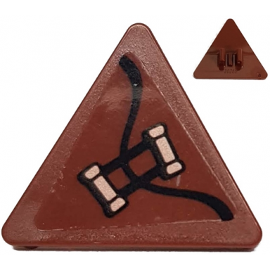 reddish brown road sign 2 x 2 triangle with clip with copper handles pattern model right side sticker - set 70602