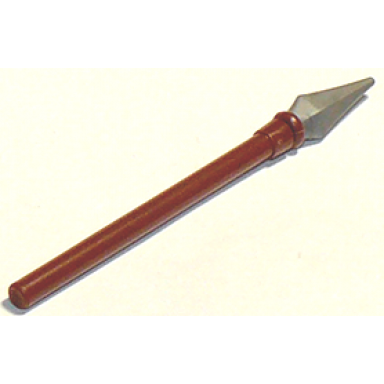 reddish brown minifigure weapon pike spear elaborate with molded flexible rubber flat silver tip pattern