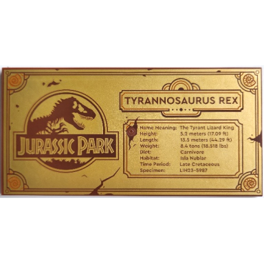 tile 8 x 16 with bottom tubes textured surface with gold jurassic park tyrannosaurus rex pattern