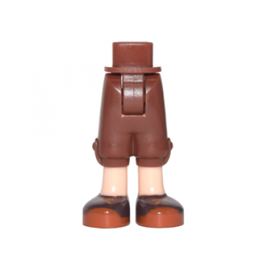 reddish brown mini doll hips and trousers cropped with light nougat legs and dark brown shoes with dark orange soles and laces pattern - thick hinge