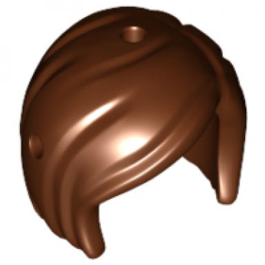 reddish brown mini doll hair friends short bob cut with hole on top and side - flexible rubber