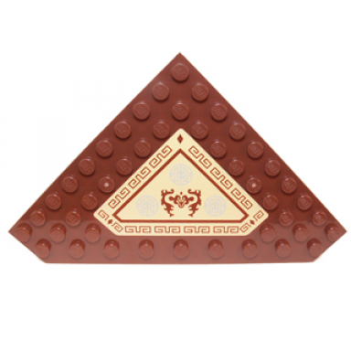 wedge plate 10 x 10 cut corner with no studs in center with carpet with asian symbols and geometric border pattern sticker - set 70751