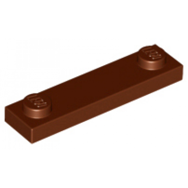 reddish brown plate modified 1 x 4 with 2 studs without groove