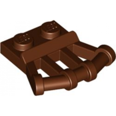 reddish brown plate modified 1 x 2 with angled bar handles on side