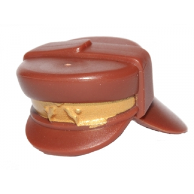 reddish brown minifigure headgear hat neck protector with gold stripe pattern sw naboo security officer
