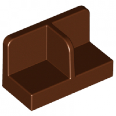 reddish brown panel 1 x 2 x 1 with rounded corners and center divider