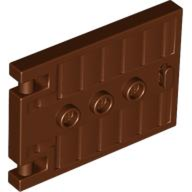 reddish brown door 1 x 5 x 3 with 3 studs and handle