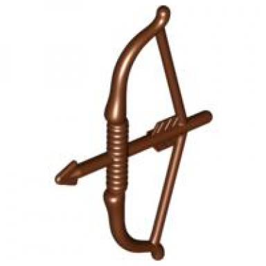 reddish brown minifigure weapon bow recurve with round limbs arrow drawn