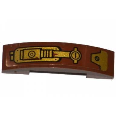 reddish brown slope curved 4 x 1 x 2 3 double with gold hydraulic cylinder pattern model right side sticker - set 70738