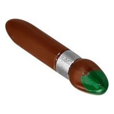 reddish brown minifigure utensil paint brush with silver ferrule and green tip pattern