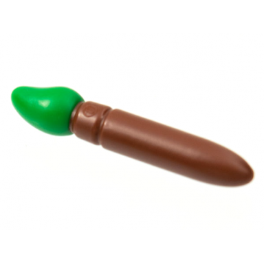 reddish brown minifigure utensil paint brush with molded green bristles pattern
