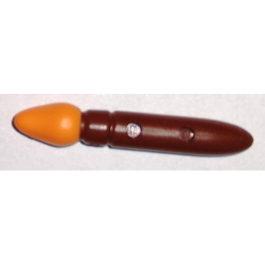 reddish brown minifigure utensil paint brush with molded orange bristles pattern