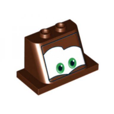reddish brown windscreen 2 x 3 x 2 with 2 x 4 base with green eyes on white background pattern 6 curved bottom eyelids pattern